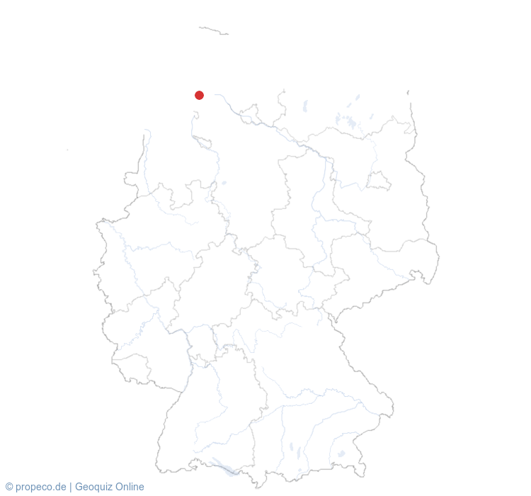 Cuxhaven auf der Karte vom GEOQUIZ eingezeichnet