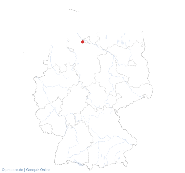 Buxtehude auf der Karte vom GEOQUIZ eingezeichnet