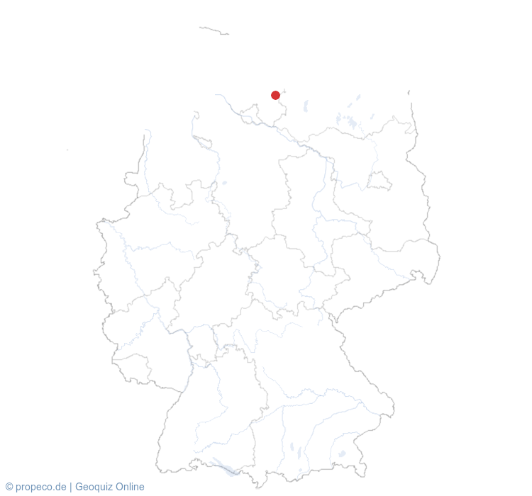Lübeck auf der Karte vom GEOQUIZ eingezeichnet