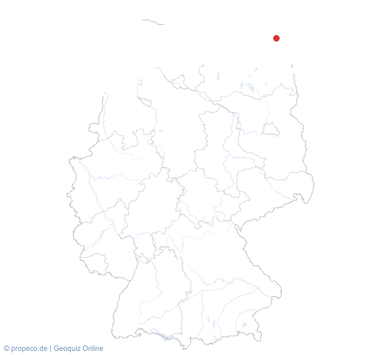 Sassnitz auf der Karte vom GEOQUIZ eingezeichnet