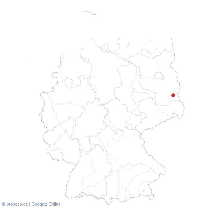 Cottbus auf der Karte vom GEOQUIZ eingezeichnet