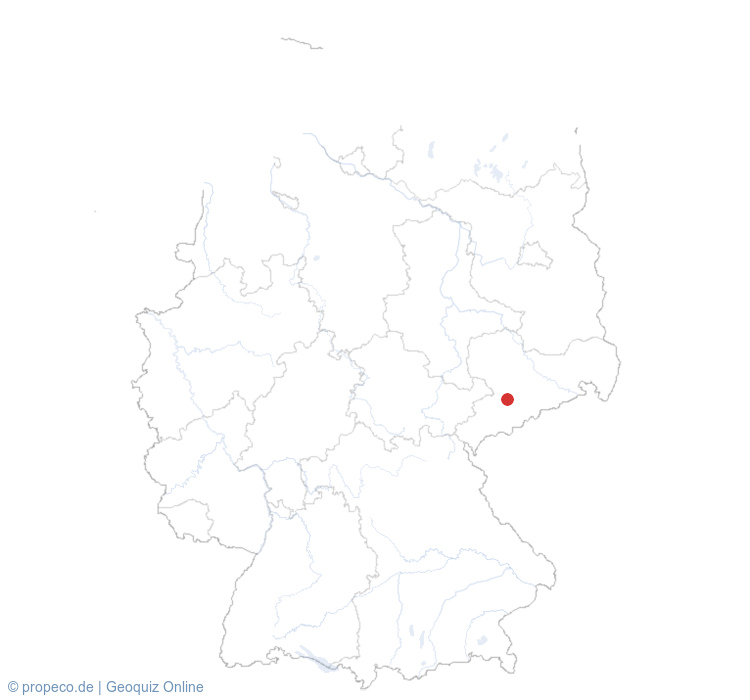 Chemnitz auf der Karte vom GEOQUIZ eingezeichnet