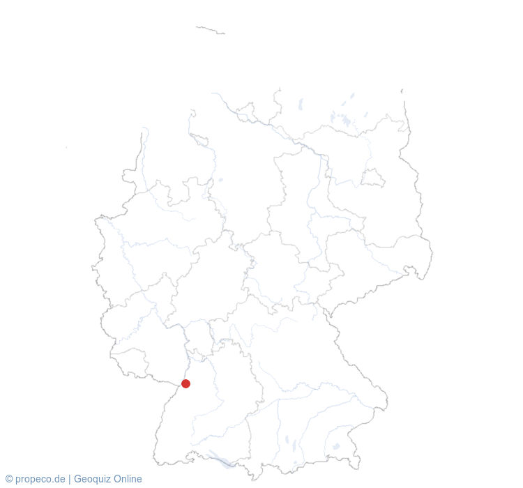 Karlsruhe auf der Karte vom GEOQUIZ eingezeichnet