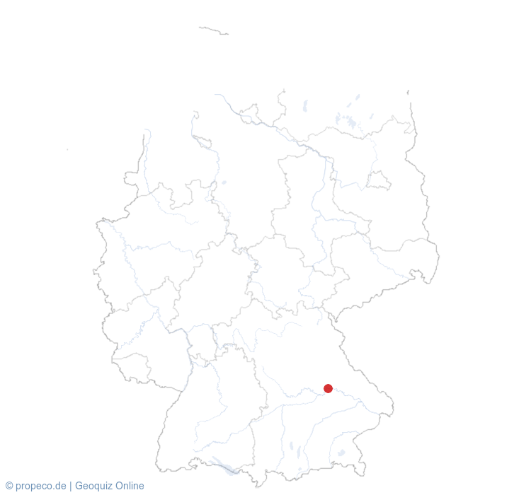 Regensburg auf der Karte vom GEOQUIZ eingezeichnet