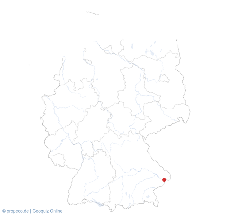 Passau auf der Karte vom GEOQUIZ eingezeichnet