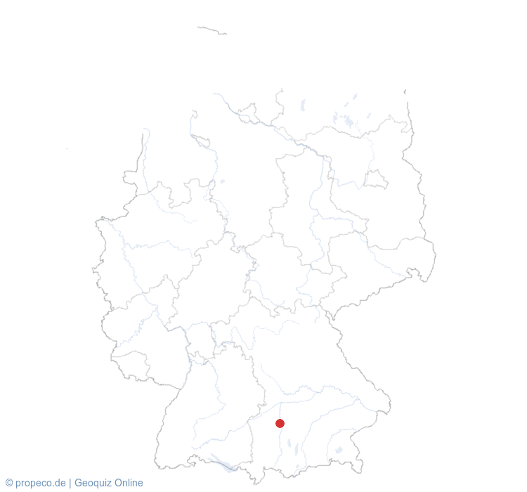 Augsburg auf der Karte vom GEOQUIZ eingezeichnet