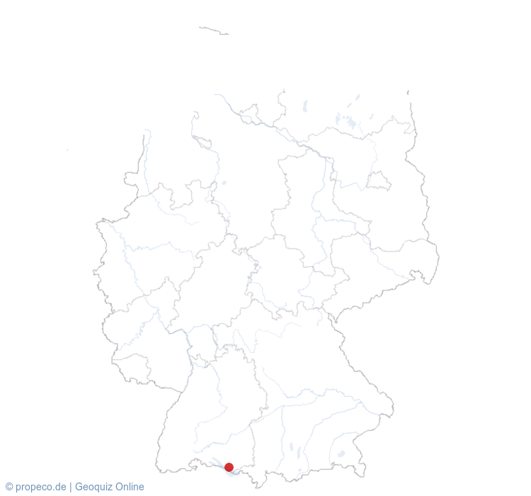 Friedrichshafen auf der Karte vom GEOQUIZ eingezeichnet