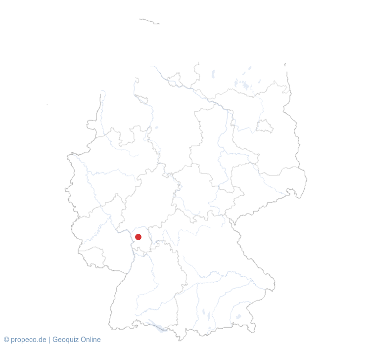Darmstadt auf der Karte vom GEOQUIZ eingezeichnet