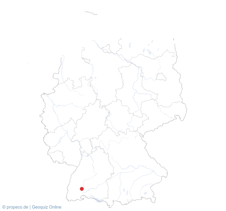 Villingen-Schwenningen auf der Karte vom GEOQUIZ eingezeichnet