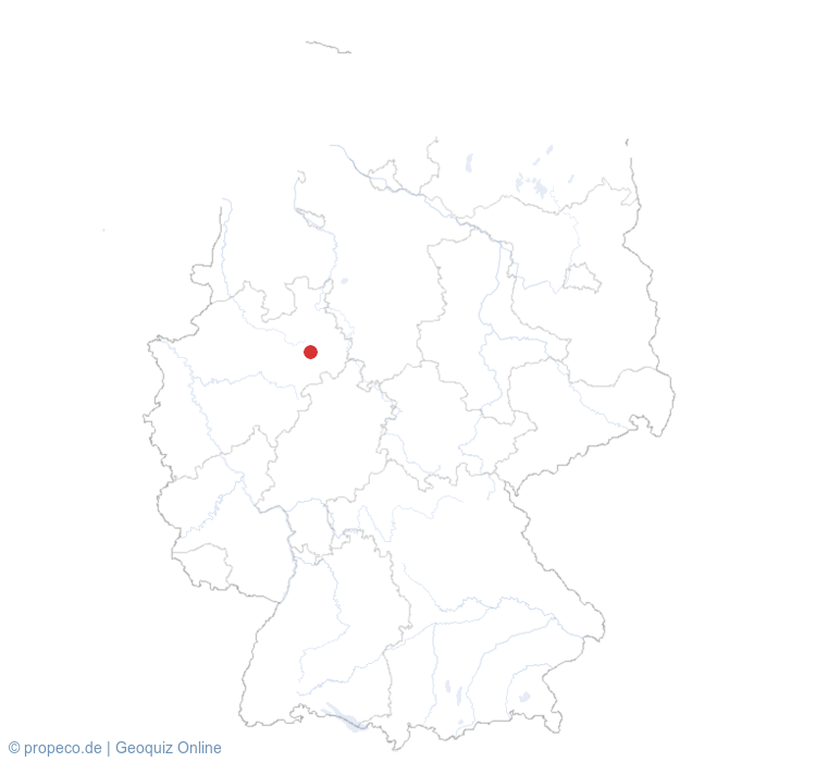 Paderborn auf der Karte vom GEOQUIZ eingezeichnet