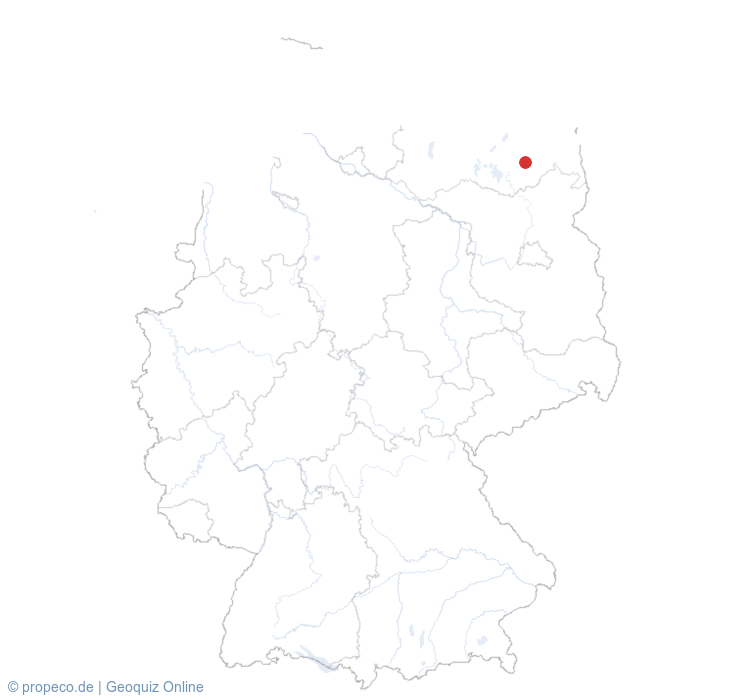 Neubrandenbourg auf der Karte vom GEOQUIZ eingezeichnet